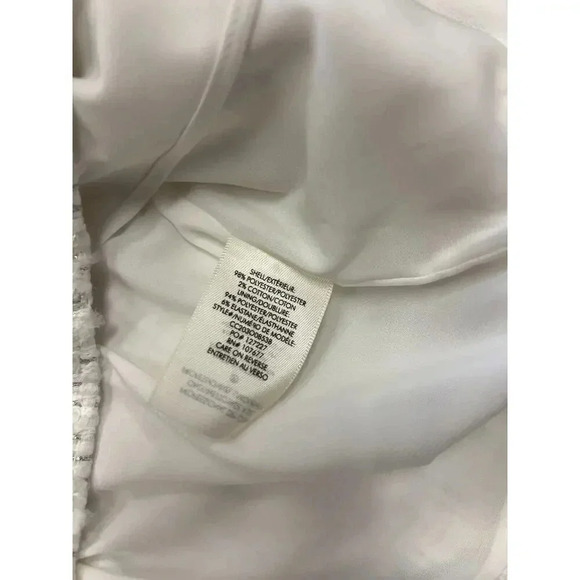 Alice + Olivia Womens White Ellis Chain Trim Tweed Collared Mini Dress S… - Picture 16 of 16